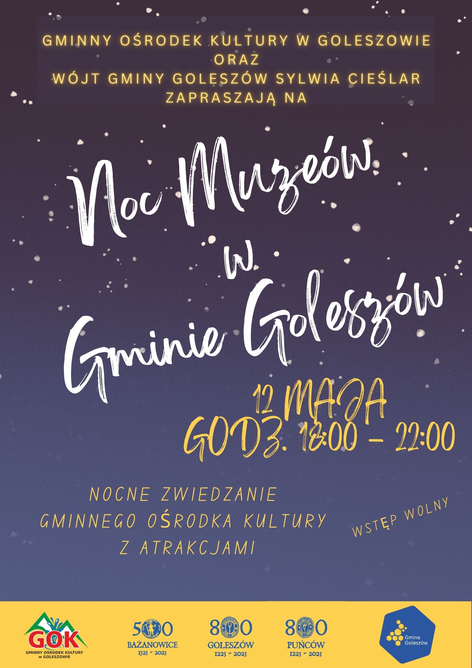 plakat informacyjny o Nocy Muzeów w gminie Goleszów